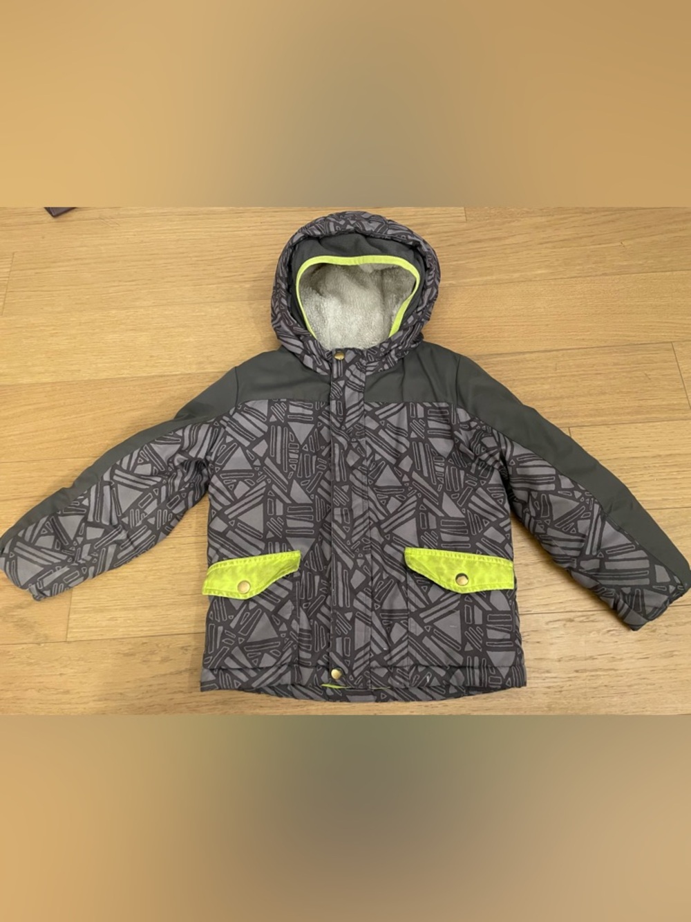 Kids Winter Jacket with Hidden Mittens Size 6